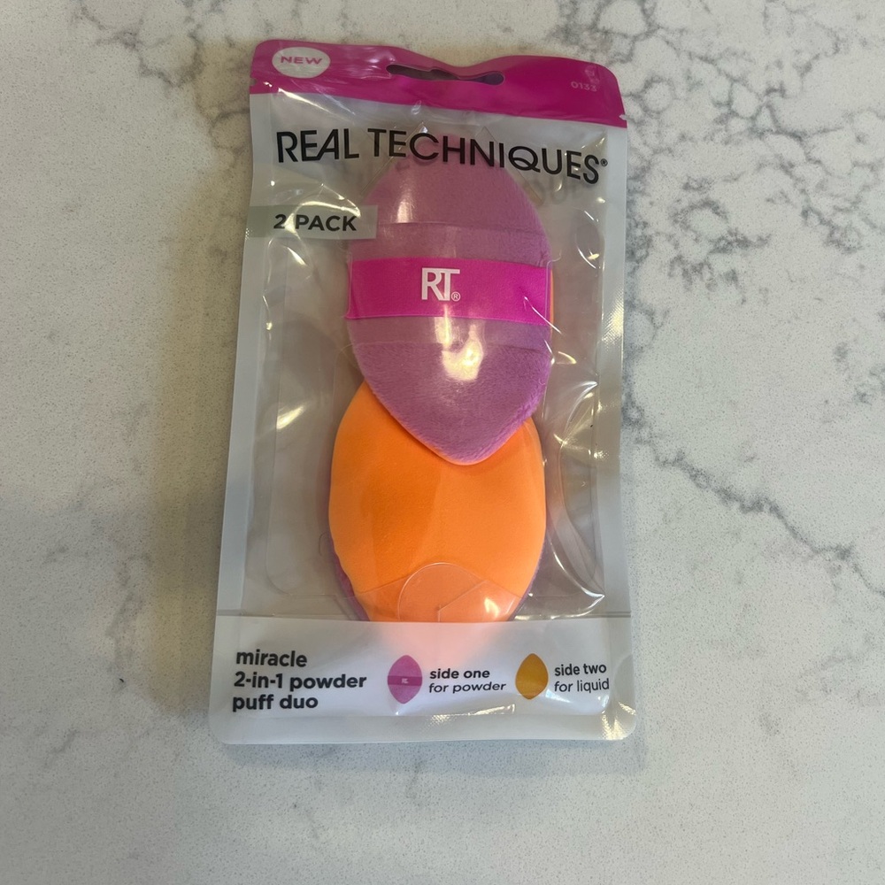 Real Techniques Dual Powder Puff Set - Pink and Orange